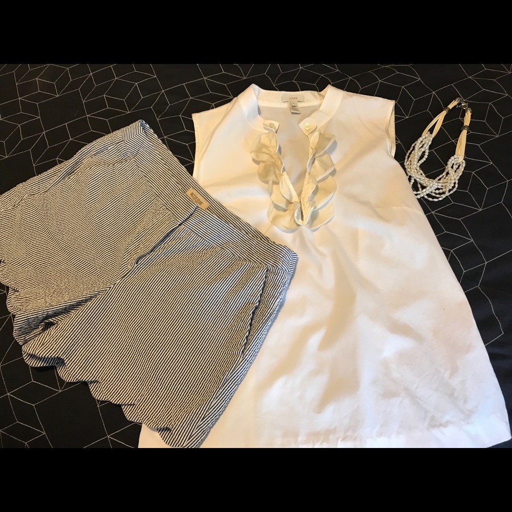 J. Crew Broadcloth Scalloped Shell