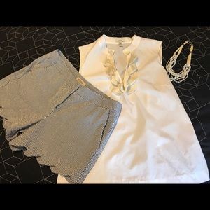 J. Crew Broadcloth Scalloped Shell