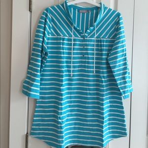 Sport Savvy Large aqua stripe 3 quarter sleeve top