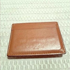 COACH brown leather Money Clip card case.