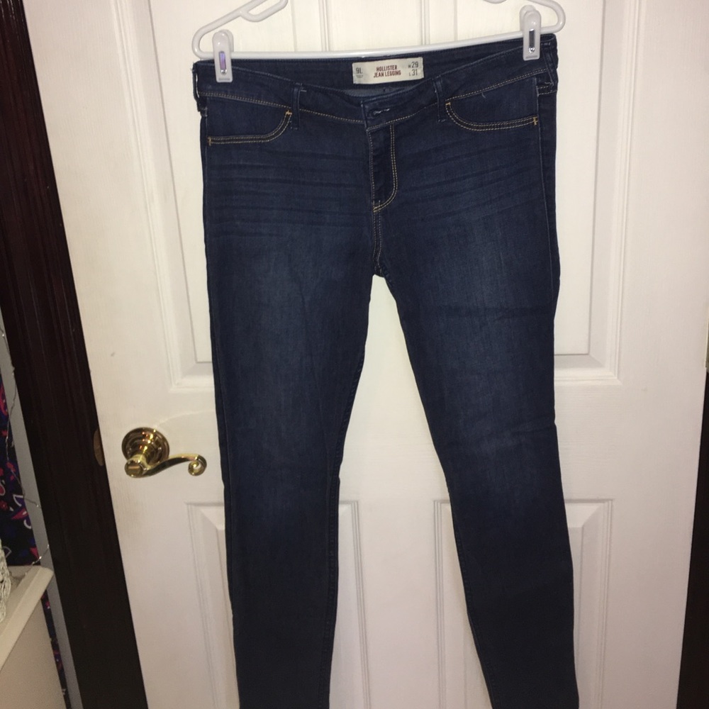 Solid dark blue jean legging