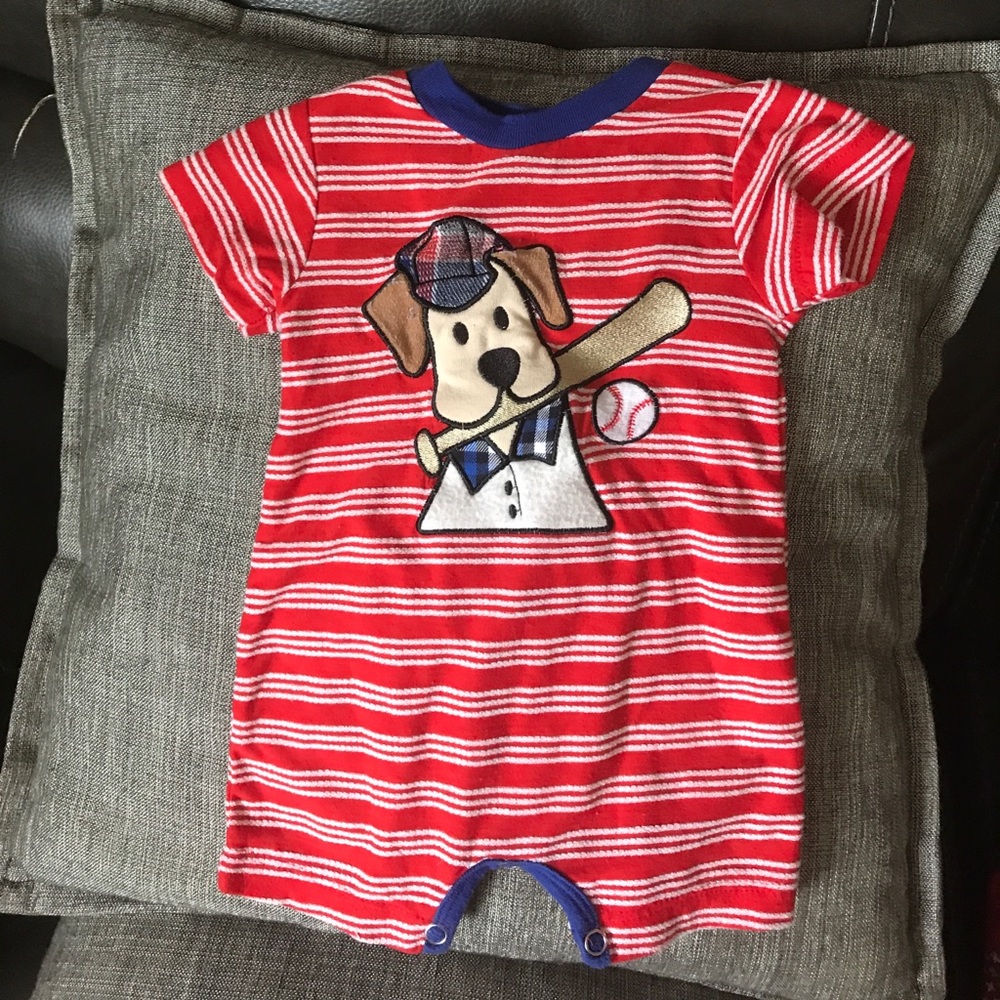 Baseball Dog Short Sleeve Onesie