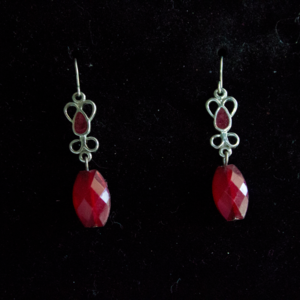 Ruby Red Gem Pendant Earrings
