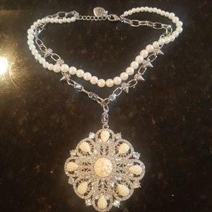 Betsey Johnson punk prep flower pendant necklace