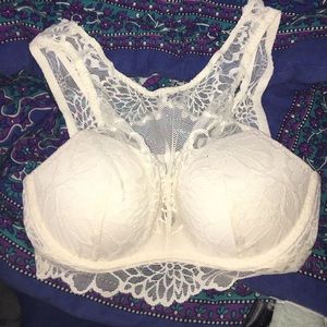 High neck lace bralette