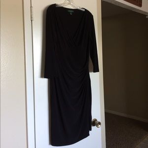 Black faux wrap dress