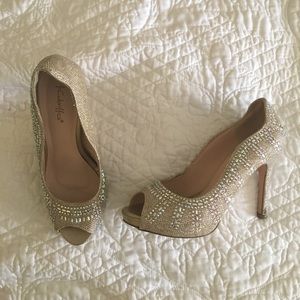 Gold sequined heels