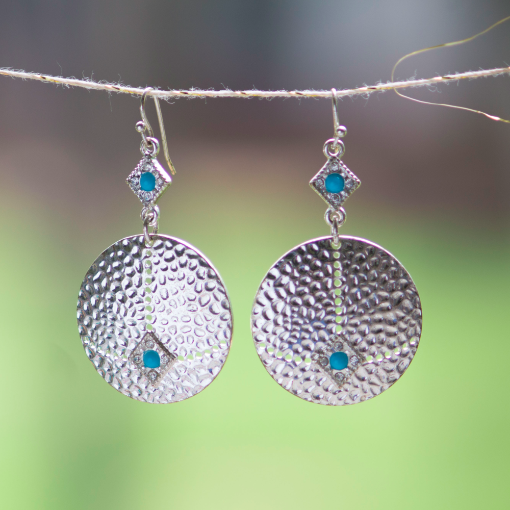 Silver and Turquoise Pendent Earrings