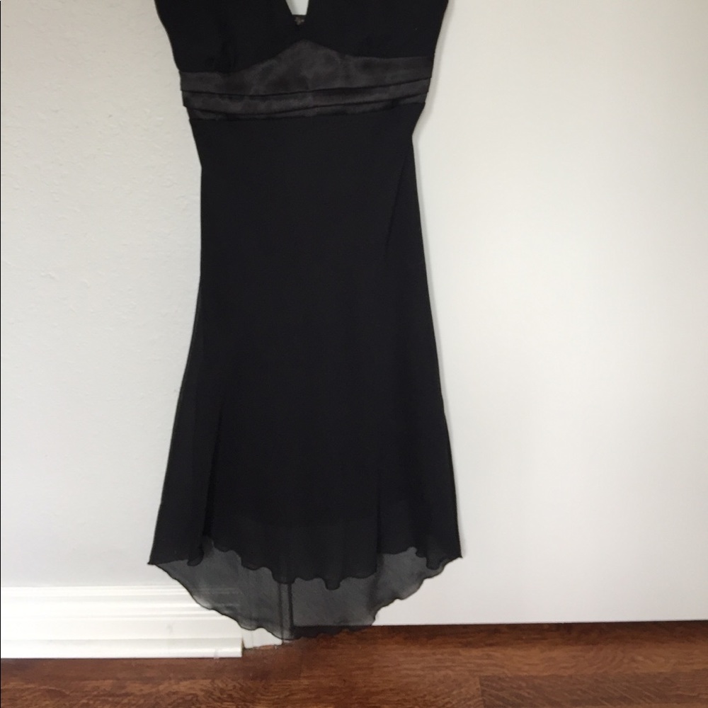 Little black halter dress with ribbon