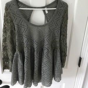 Free People olive green peplum shirt