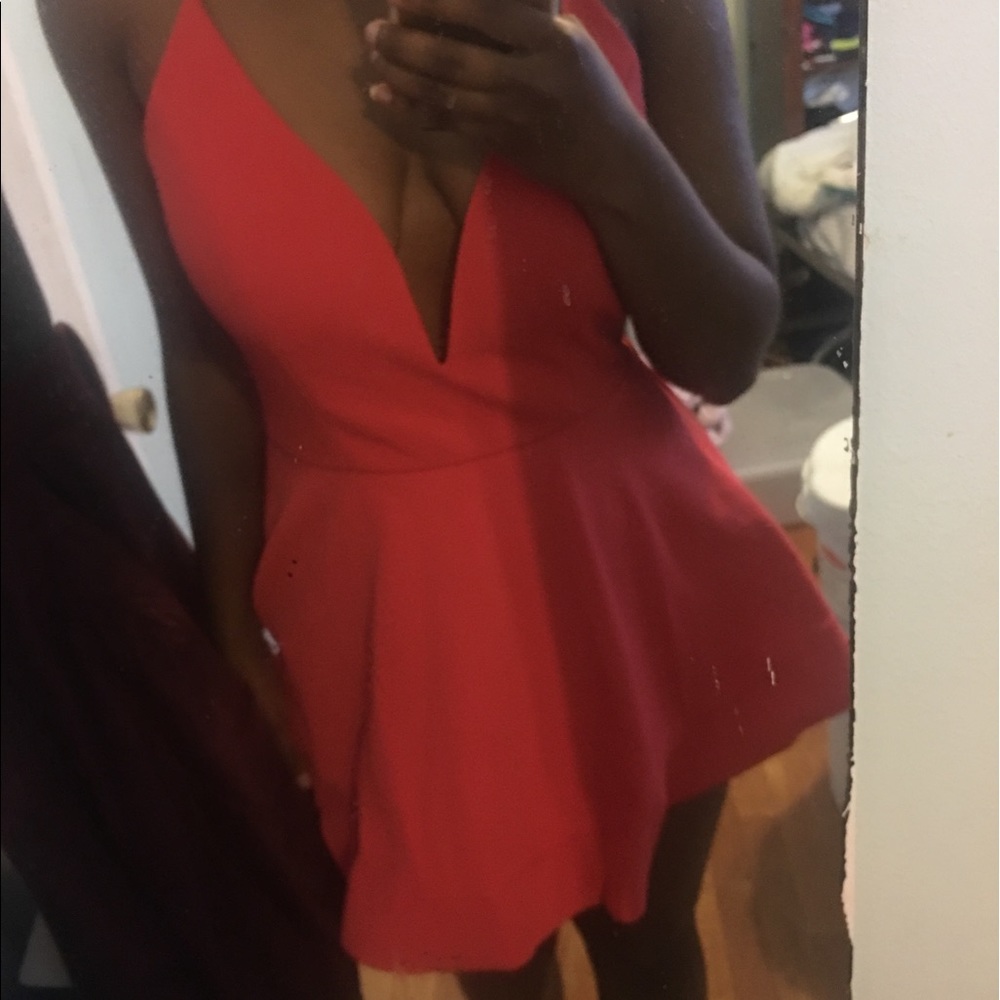 Summer Vcut Sleeveless Hot Pink  Romper