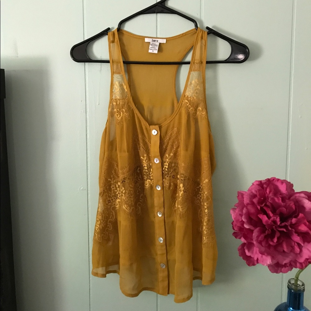 Bohemian style lace button down tank/racerback top