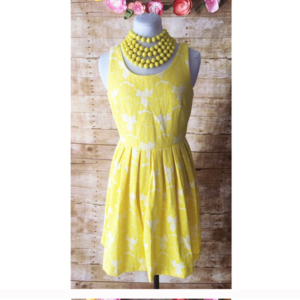Taylor Jaquard Yellow fit and Flare dress