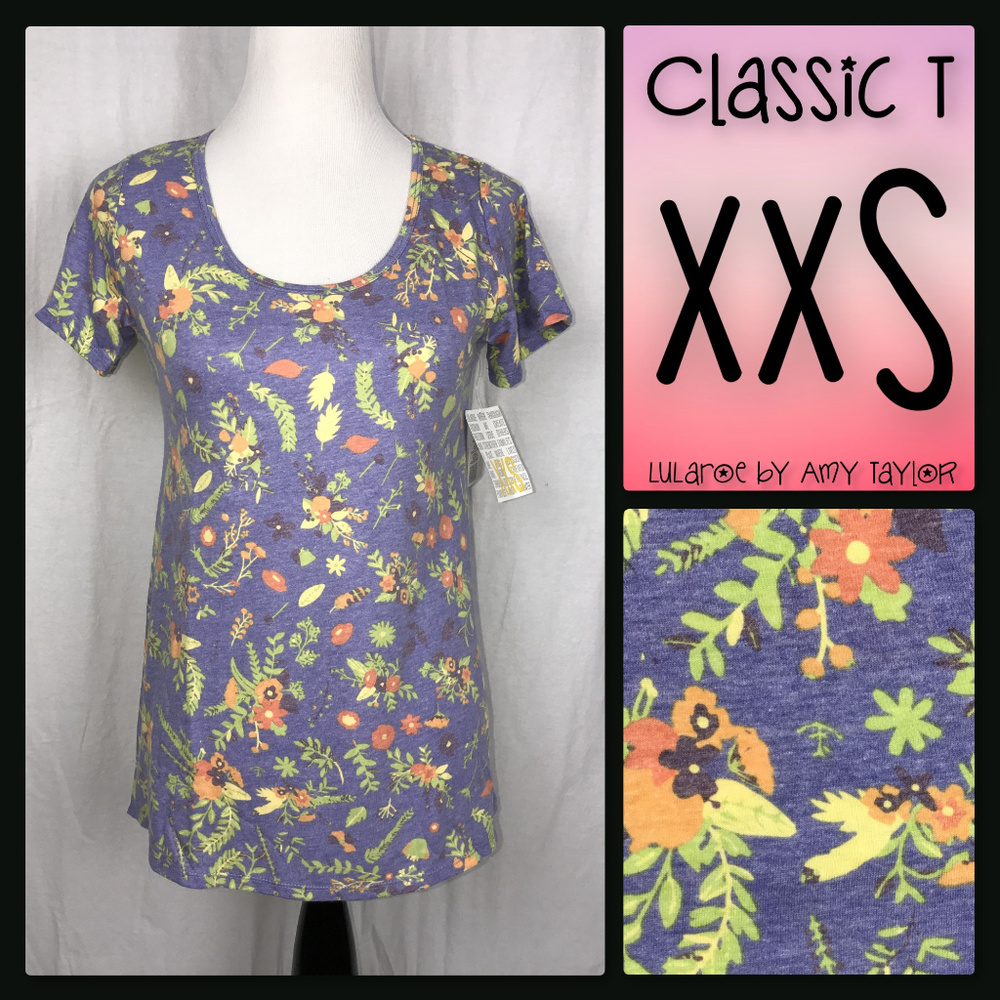 NWT LuLaRoe Floral Classic Tee - XXS