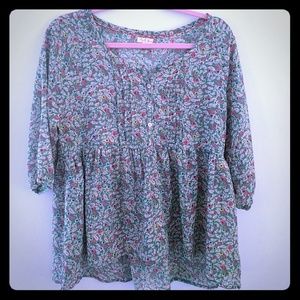 Peplum paisley top in green