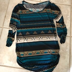 Long sleeved tunic tribal print shirt sz L