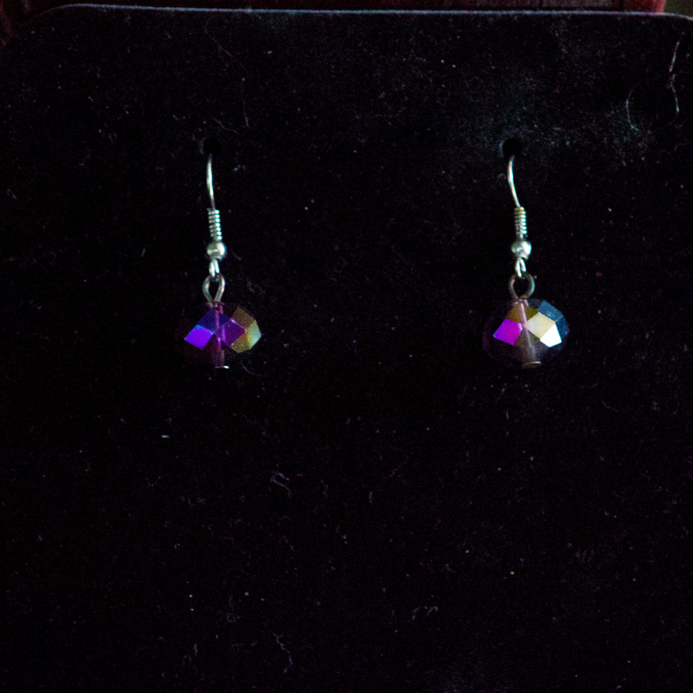 Violet Iridescent Teardrop Earrings
