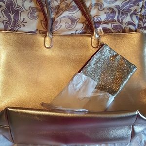 Large rose gold tote