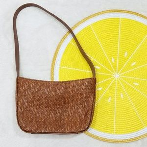 Vintage Woven Straw Fossil Mini Handbag DD7