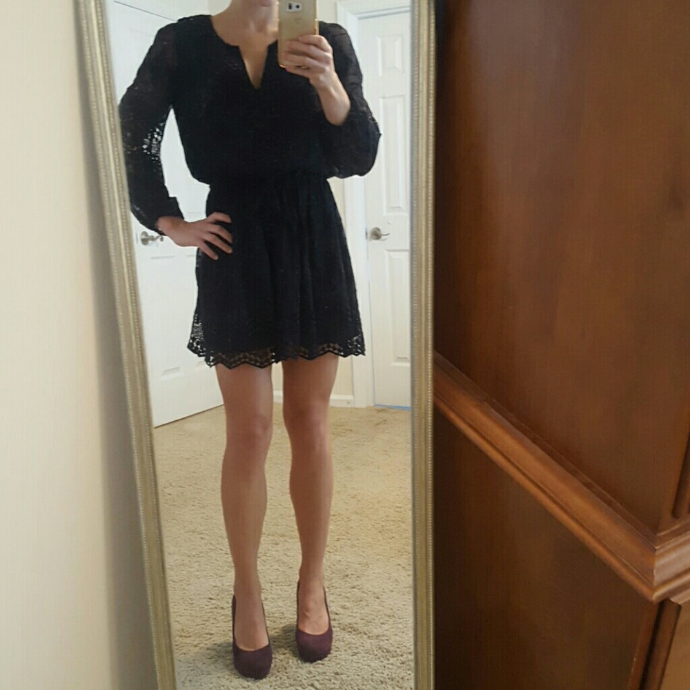 Joie black lace dress