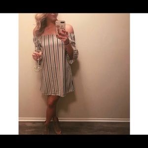 Cold shoulder striped dress