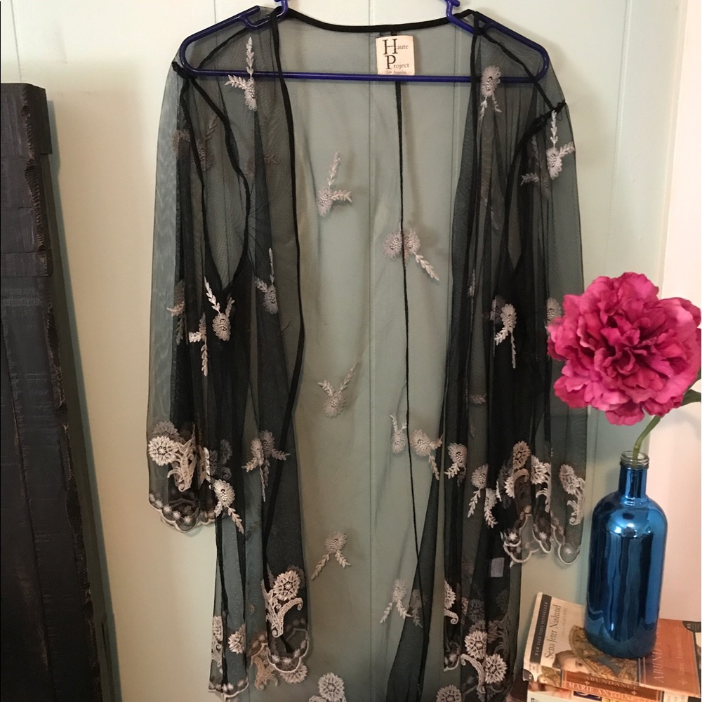 Glamorous embroidered lace cover up