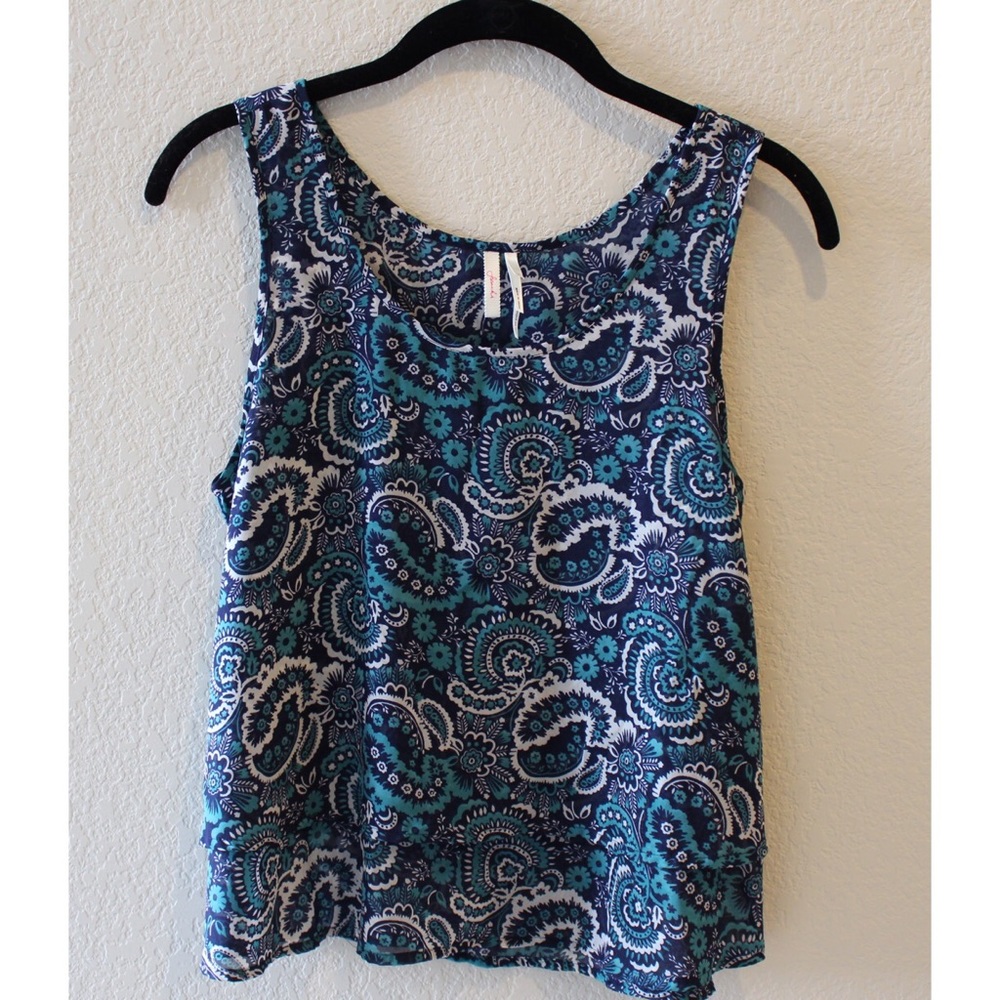 Blue Paisley Ruffle Shirt