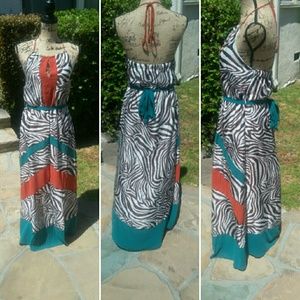 Print Halter Maxi Dress