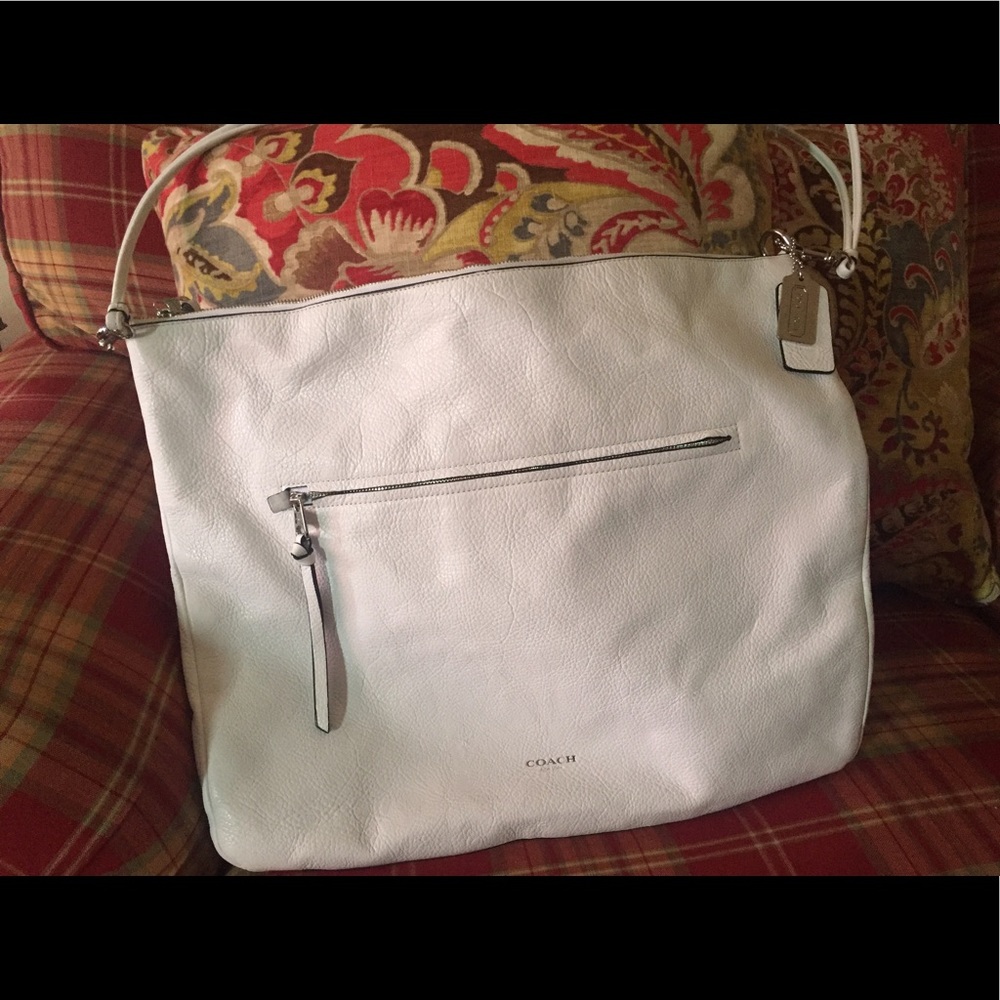 Large white coach purse