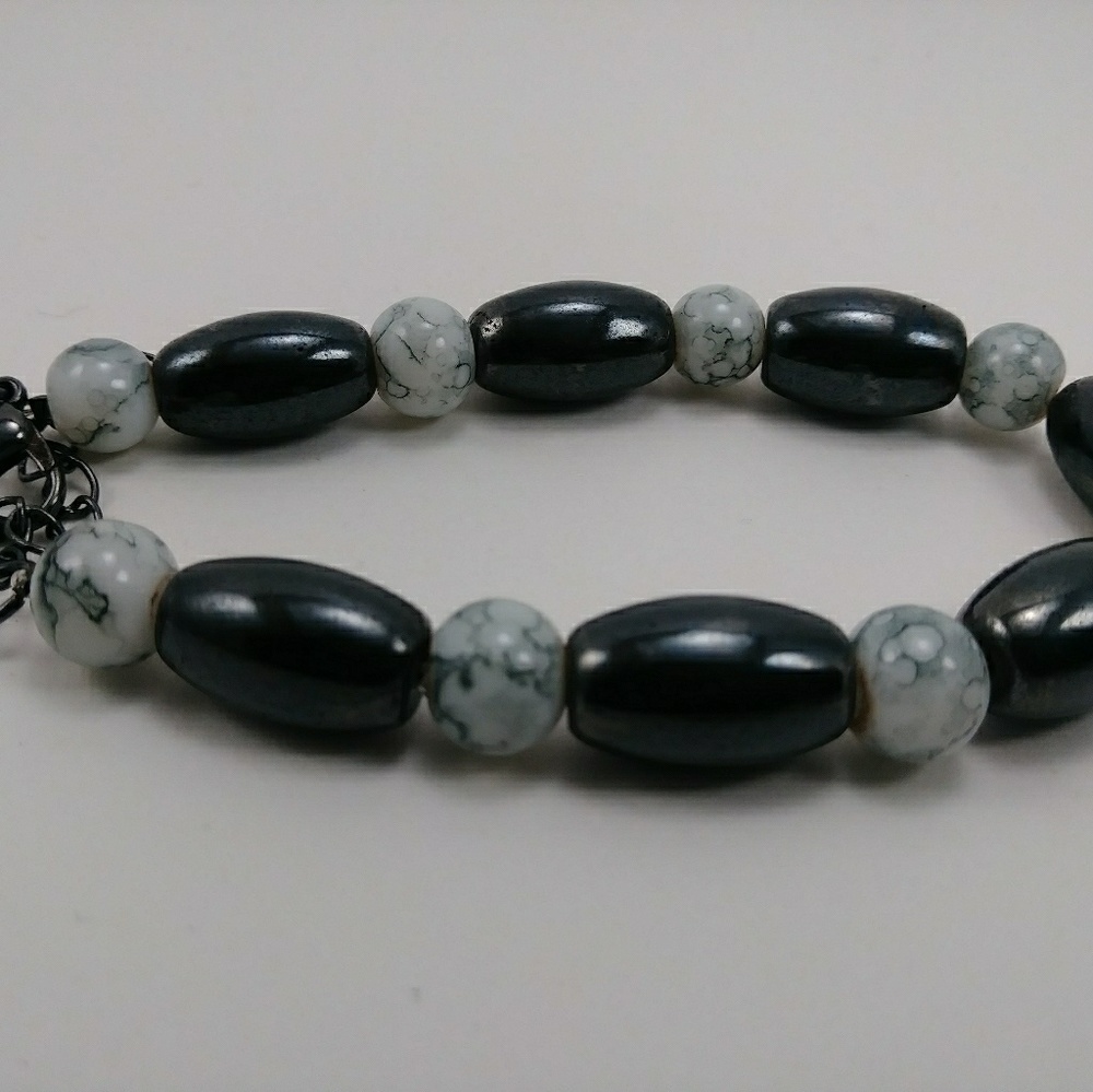 Unisex Hematite & Glass Bracelet
