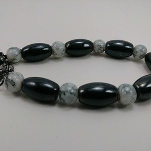 Unisex Hematite & Glass Bracelet
