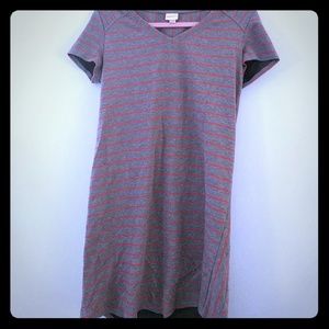 Grey and orange ribbed shirt dress