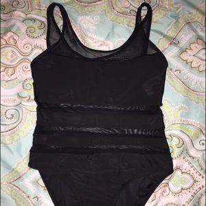 Black Mesh Cutout One Piece Swimsuit