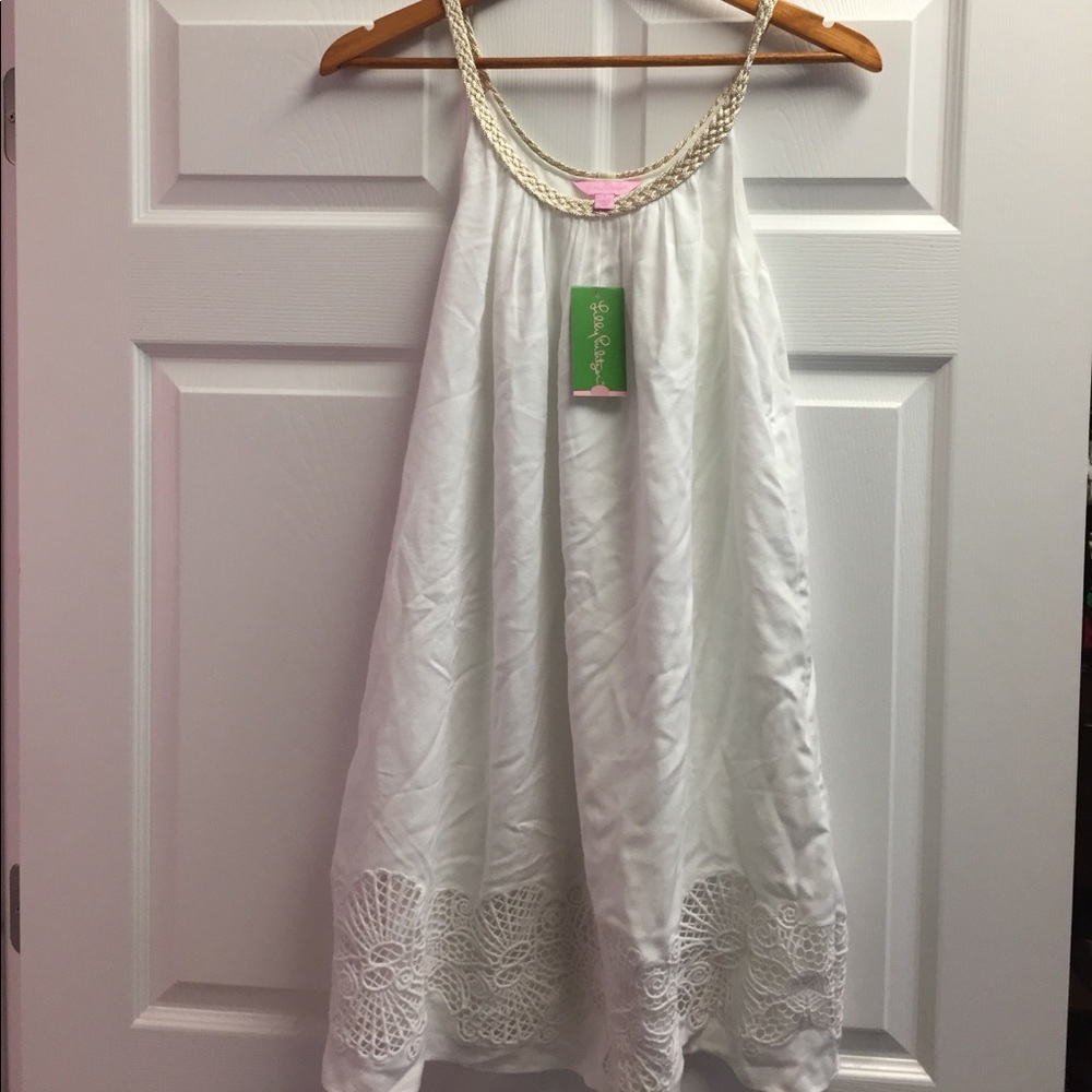 Lilly Pulitzer sienna dress white with gold straps