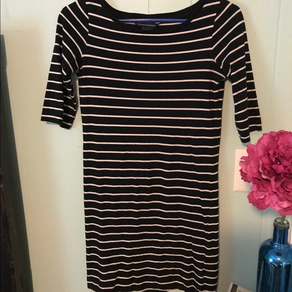 French Connection black & white striped mini dress