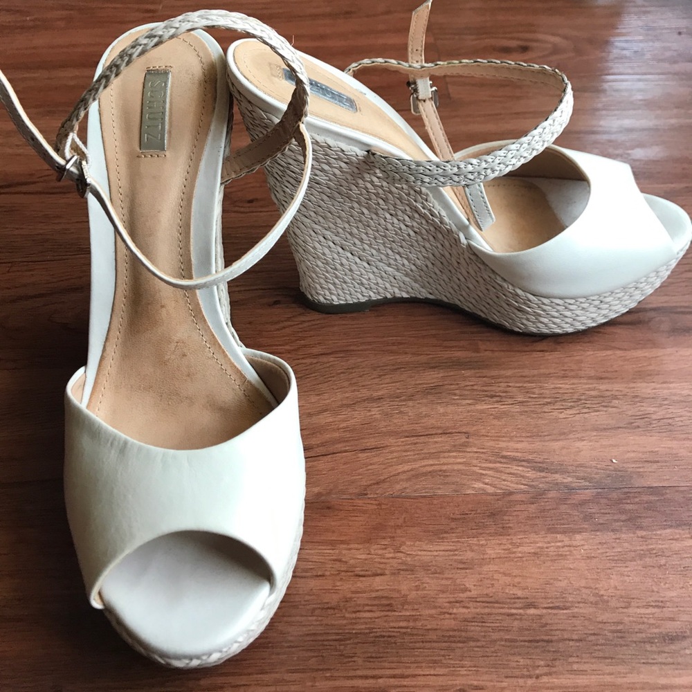 Schutz white wedges