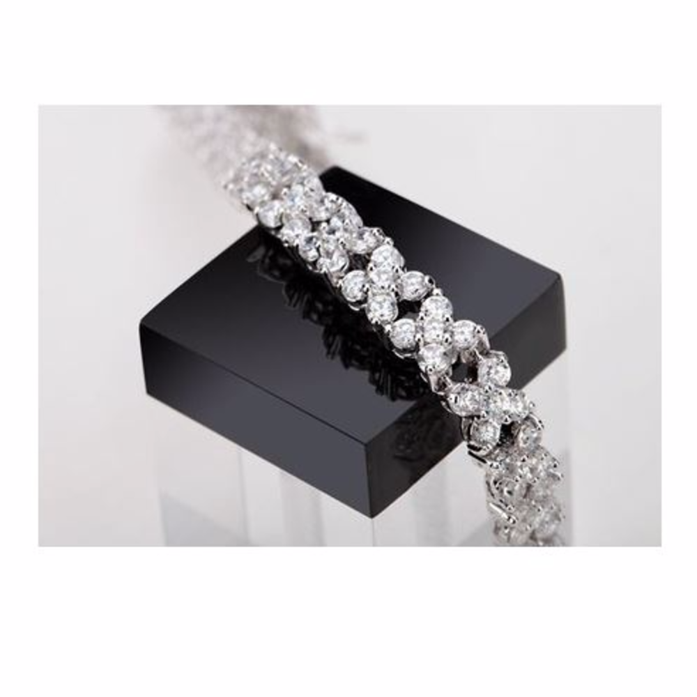 18k White Gold Plated Clover wedding bracelet