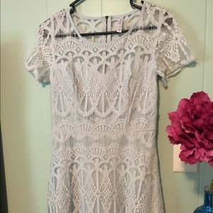 Pale blue lace mini dress with zipper