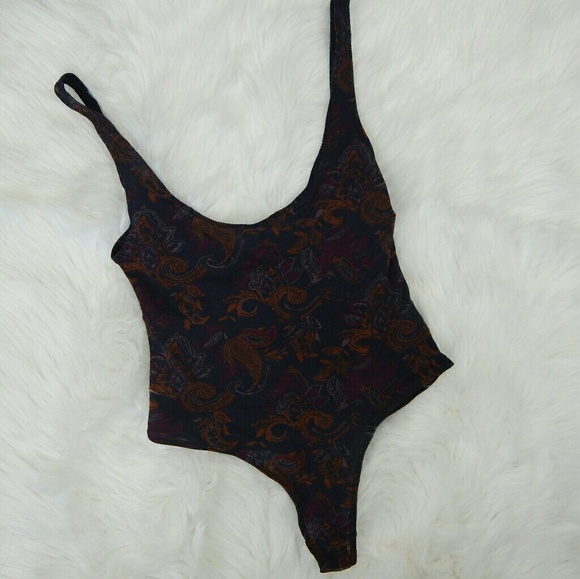 Free People Paisley Printed Scoop back Leotard - Picture 3 of 6