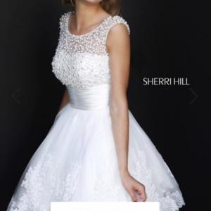 White Lace Cocktail Dress - Sherri Hill kock off.