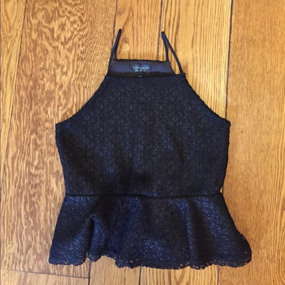Peplum black lace top