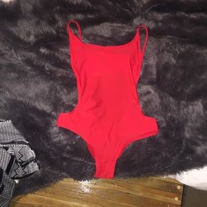Sunny co sexy red one piece swim suit