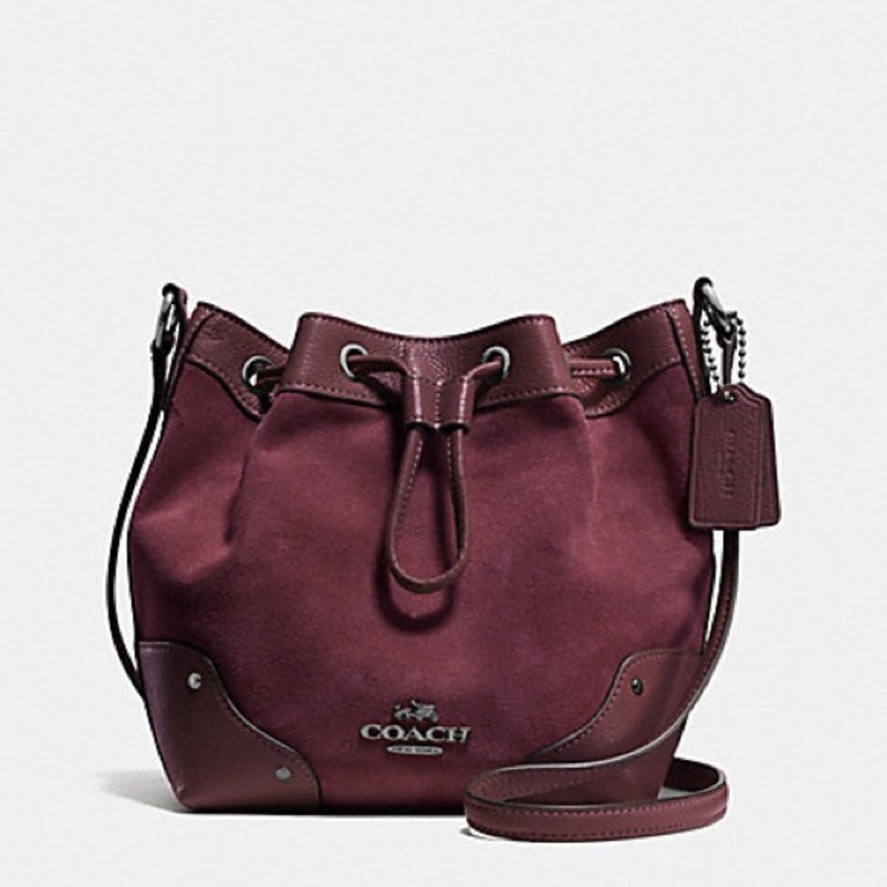 Coach Drawstring Shoulder Bag in Oxblood (NWOT)