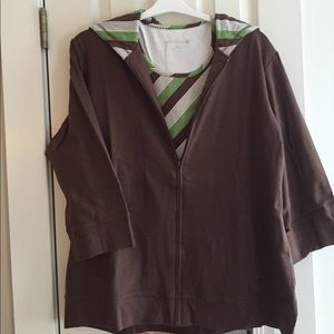 Cotton jersey knit 2 pc zip hoodie and tank set XL