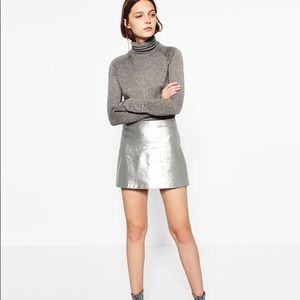 Zara silver faux leather mini skirt