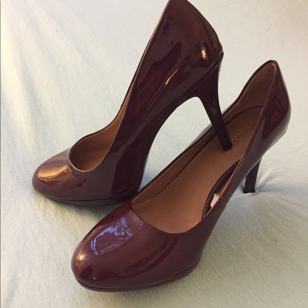 Burgundy patent leather heels