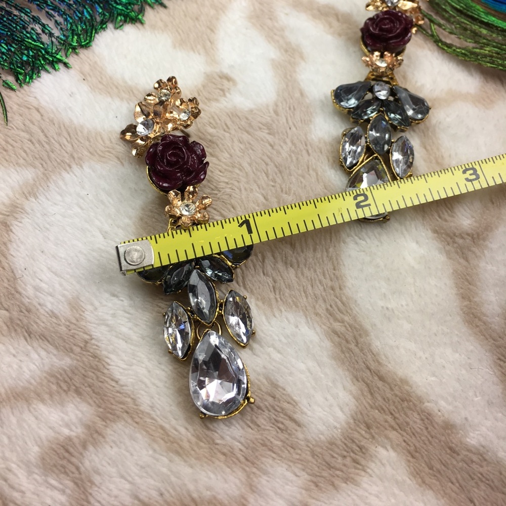 Rose Dangle Stud Earrings - Picture 8 of 8