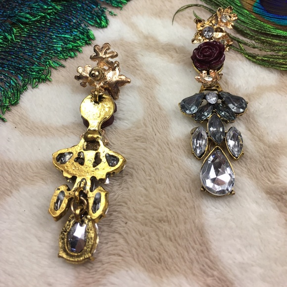 Rose Dangle Stud Earrings - Picture 6 of 8