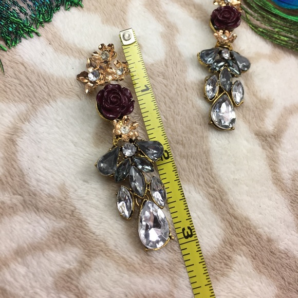 Rose Dangle Stud Earrings - Picture 7 of 8