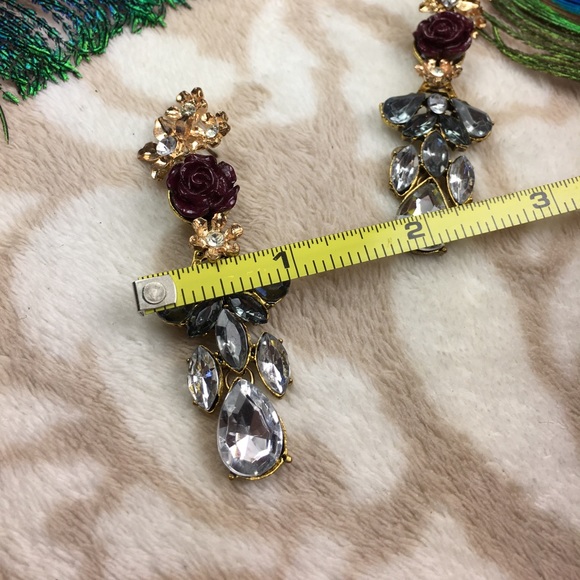 Rose Dangle Stud Earrings - Picture 8 of 8